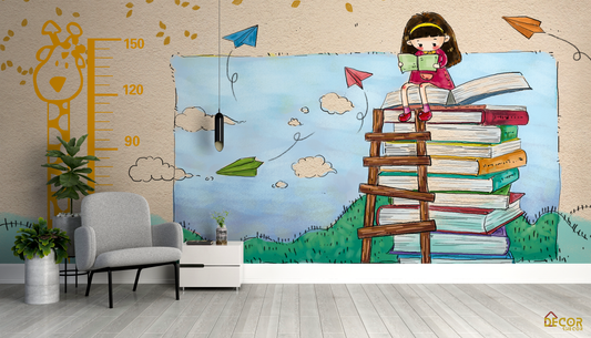 Kids study room 3d wall mural