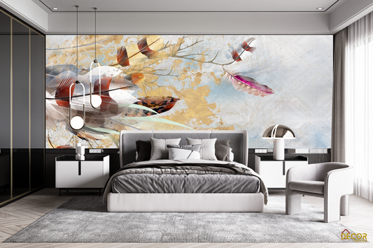 Living room 3dwall mural flowers theme